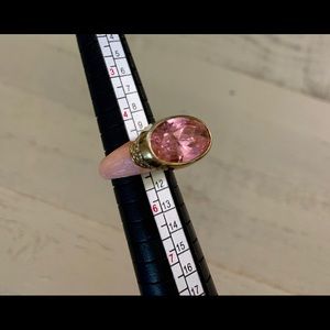 Pink amethyst and sterling silver and enamel rink